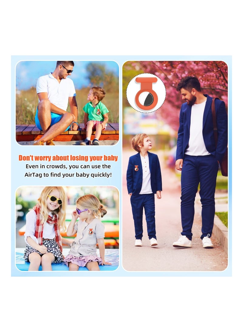 Hidden for Air Tag for Kids, Silicone Case for Airtag with Invisible Pin, Safer Than Bracelet Wristband Necklace Keychain (3 Packs, Pink  Orange  Grey) - Image 4