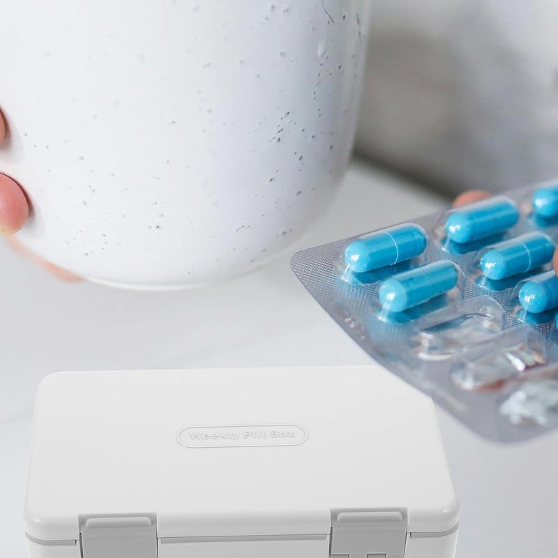 GALPADA Weekly Pill Organizer Box 7-Day Double Layer Large Capacity Sealed Daily Tablet Dispenser Portable Travel Medicine Case for Morning Noon Evening Use - Image 5