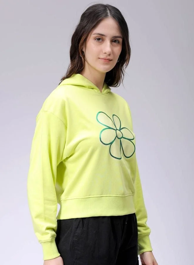 Freehand  Women Relaxed Fit Floral Printed Hooded Neck Long Sleeve Hooded Sweatshirt for Women | Best Price UAE