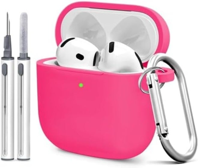 Woyinger Silicone Case Cover for AirPods 4th Gen, Soft Skin, Full Protection, Keychain, Cleaner Kit (Milk Tea) - Image 1