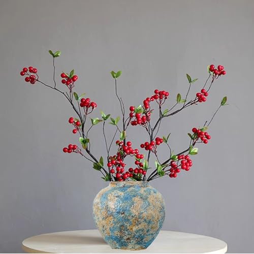 LFGKeng Rustic Ceramic Flower Vase, Tall 8.3in Small Vintage Handmade Distressed Farmhouse Vases, Unique Pottery Clay Vase for Living Room Floor, Bedroom, Bookshelf, Dining Room, Home Decor (Blue) - Image 2