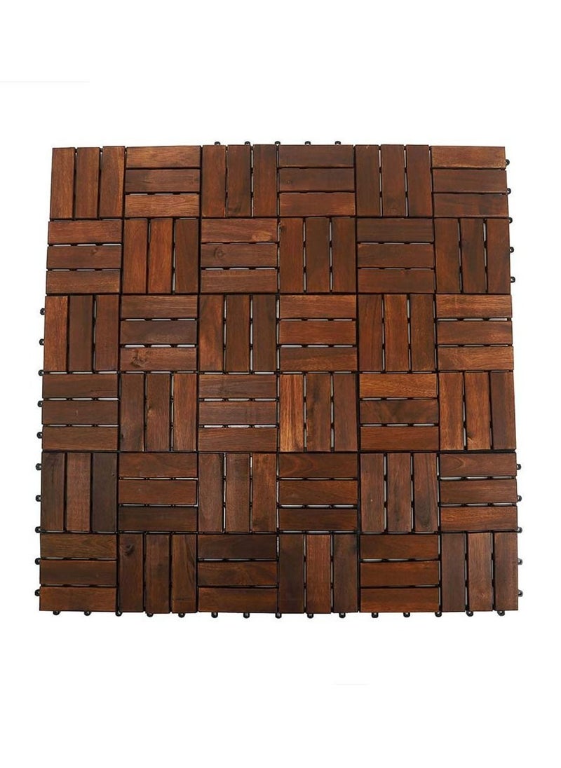 Generic - FFD Wooden Decking Tiles Hardwood Wood Flooring Deck Patio Floor Tiles Interlocking Wood Balcony Flooring Tiles Roof Terrace(5 Pcs) - Image 1