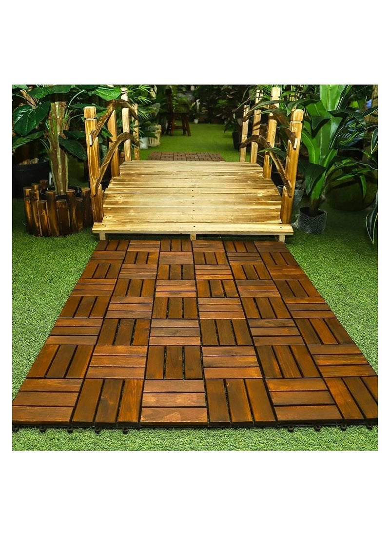 Generic - FFD Wooden Decking Tiles Hardwood Wood Flooring Deck Patio Floor Tiles Interlocking Wood Balcony Flooring Tiles Roof Terrace(5 Pcs) - Image 1