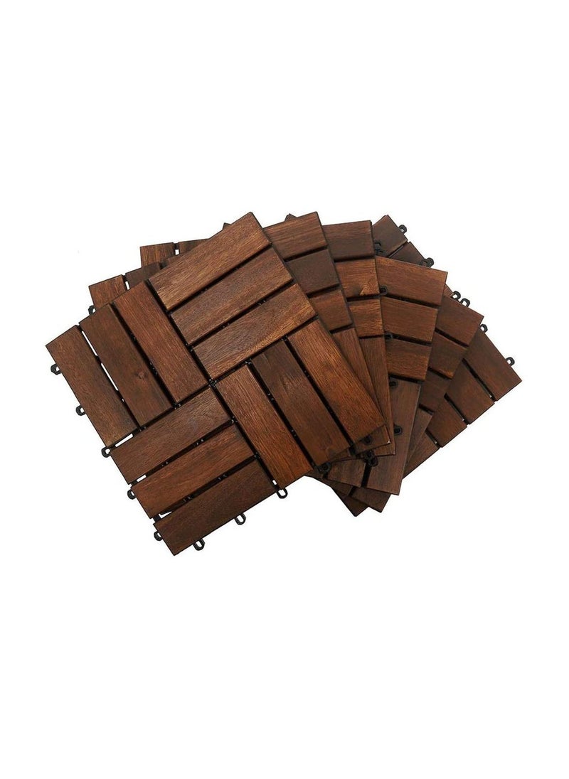 Generic - FFD Wooden Decking Tiles Hardwood Wood Flooring Deck Patio Floor Tiles Interlocking Wood Balcony Flooring Tiles Roof Terrace(5 Pcs) - Image 1