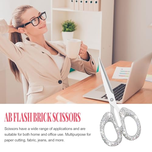 Koqye 6.3-Inch Rhinestone Scissors - Stainless Steel Cute Scissors for Office, Home & Crafting, Decorative Bling Handle Paper Cutting Tool (White) - Image 5