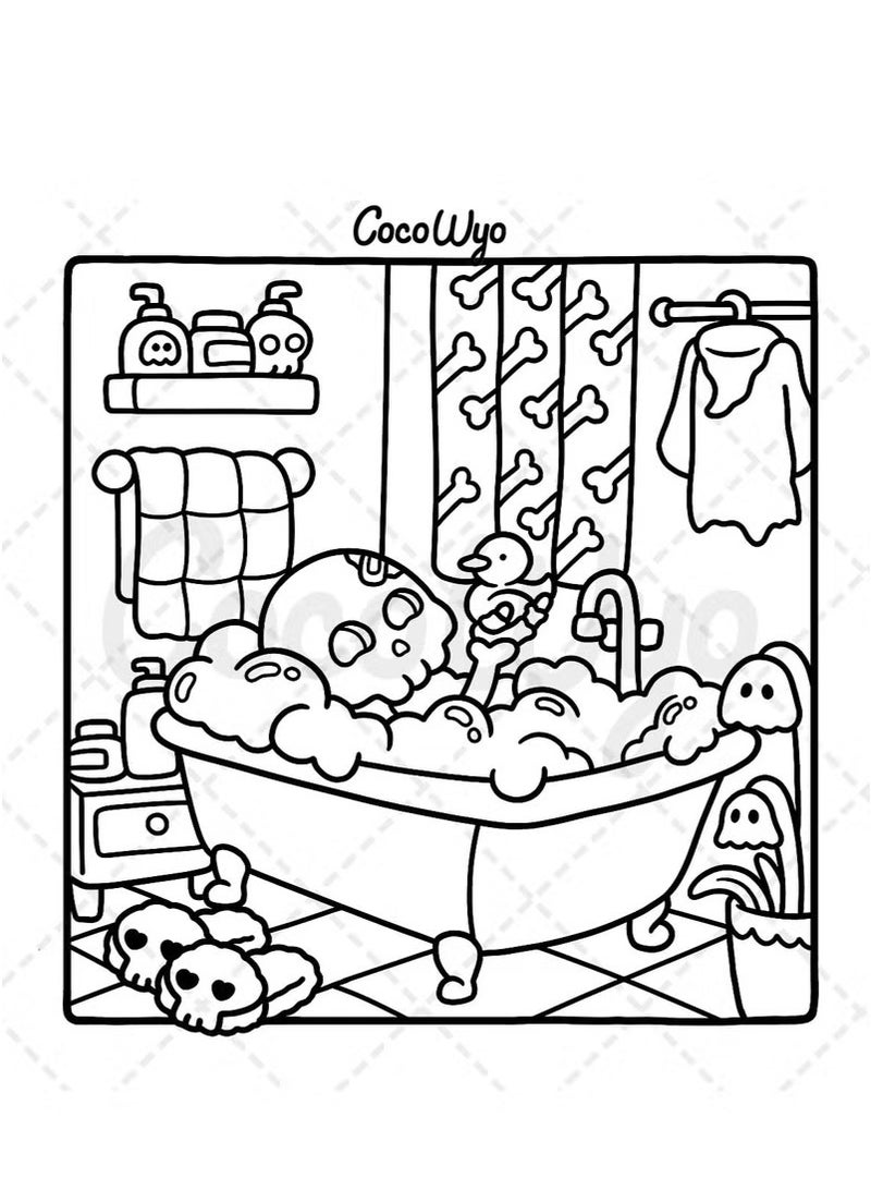 DayWins Spooky Cuties: Charming u0026 Whimsical Coloring Book for Adults, Teens – Adorable Creepy Creatures in Nordic Cozy Moments, Stress Relief Art Therapy (Cozy Spaces Series) - Image 2