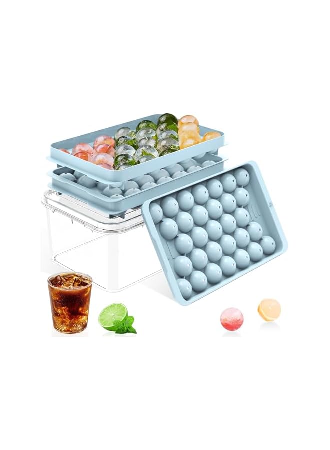jaexest Round Ice Cube Trays for Freezer - Easy-Release - BPA Free - 3 Trays 1 Ice Bucket & Scoop - Circle Ball Ice Trays for Cocktail, Whiskey, Tea, Coffee - Removable Lid - Ice Molds for Freezer - Image 1