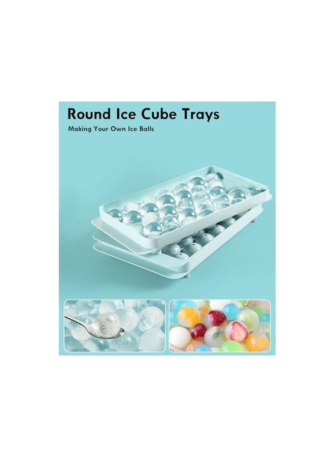 jaexest Round Ice Cube Trays for Freezer - Easy-Release - BPA Free - 3 Trays 1 Ice Bucket & Scoop - Circle Ball Ice Trays for Cocktail, Whiskey, Tea, Coffee - Removable Lid - Ice Molds for Freezer - Image 2