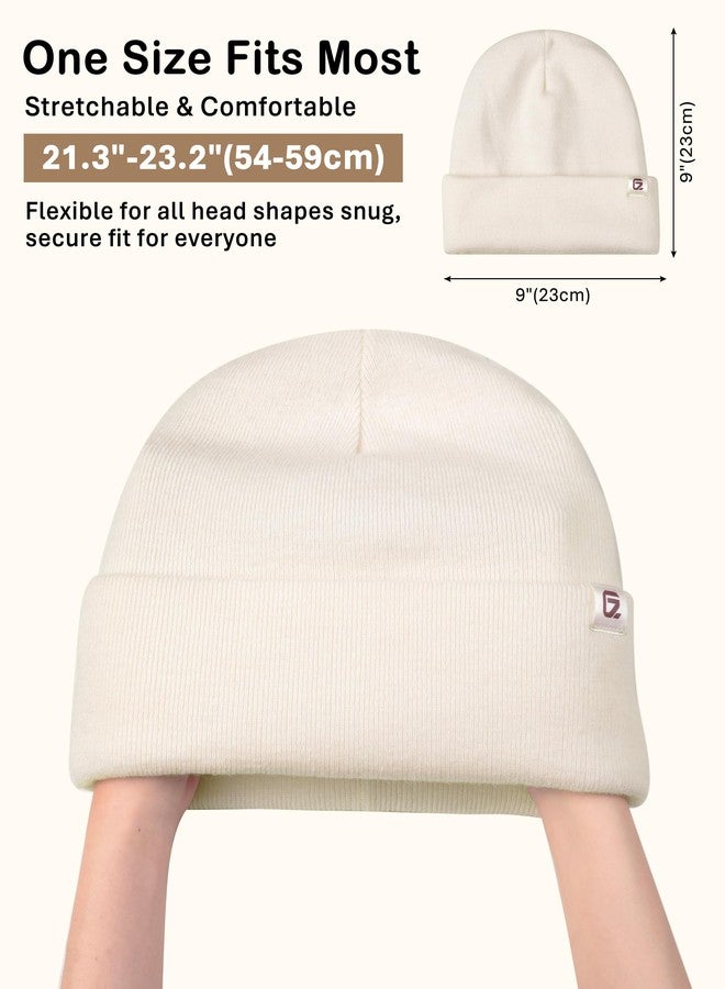 جادمكيندز قبعة صوفية مبطنة بالساتان من GADIEMKENSD، قبعة شتوية دافئة محبوكة بحافة مطوية للنساء، قبعة شتوية فضفاضة مبطنة بالحرير الناعم للرجال والنساء، قبعة شتوية باردة للتزلج والجري والأنشطة الخارجية، لون بيج. - Image 5