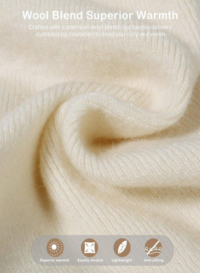 جادمكيندز قبعة صوفية مبطنة بالساتان من GADIEMKENSD، قبعة شتوية دافئة محبوكة بحافة مطوية للنساء، قبعة شتوية فضفاضة مبطنة بالحرير الناعم للرجال والنساء، قبعة شتوية باردة للتزلج والجري والأنشطة الخارجية، لون بيج. - Image 2