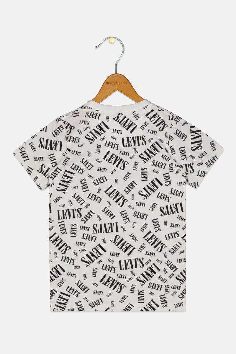 Levi's تي شيرت قصير الأكمام بألوان متعددة للأطفال الأولاد، بياقة دائرية بتصميم مطبوع شامل - Image 3