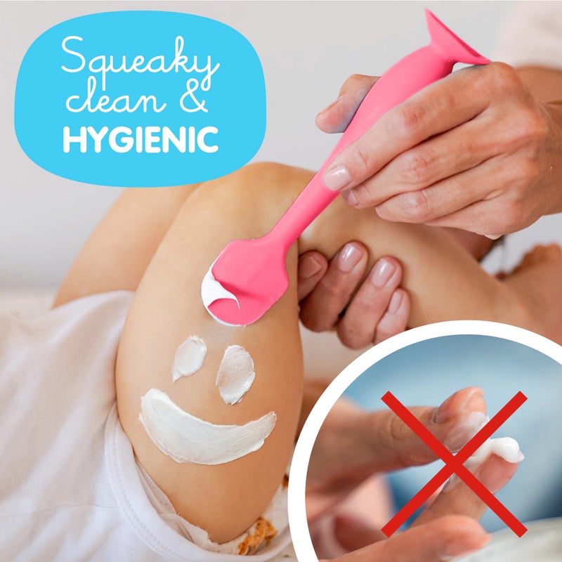 Baby Bum Brush Bumco Baby Bum Brush + Mini Baby Diaper Cream Spatula with Case - BPA-Free Silicone Diaper Spatula with Suction Cup, Wipe-Clean, Mom-Invented Butt Paste Applicator (Pink & Pink) - Image 2