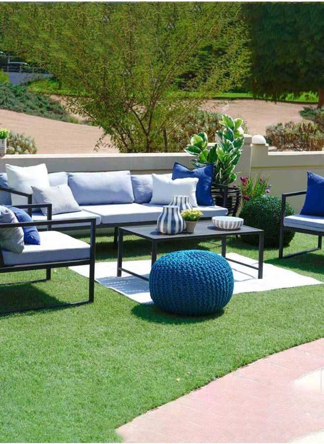 Pan Home - Altenburg Garden Sofa Set (3+1+1+C.T) | Grey | Fabric | - Image 1