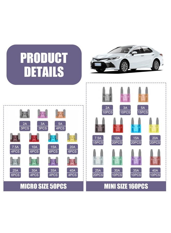 Ferianl 300PCS Car Fuses Assortment Kit, Micro & Mini & Standard Blade Fuse Kit, Universal Replacement Blade Fuses for Auto, Sedan, Boat, RV (2A/3A/5A/7.5A/10A/15A/20A/25A/30A/35A/40A) - Image 3