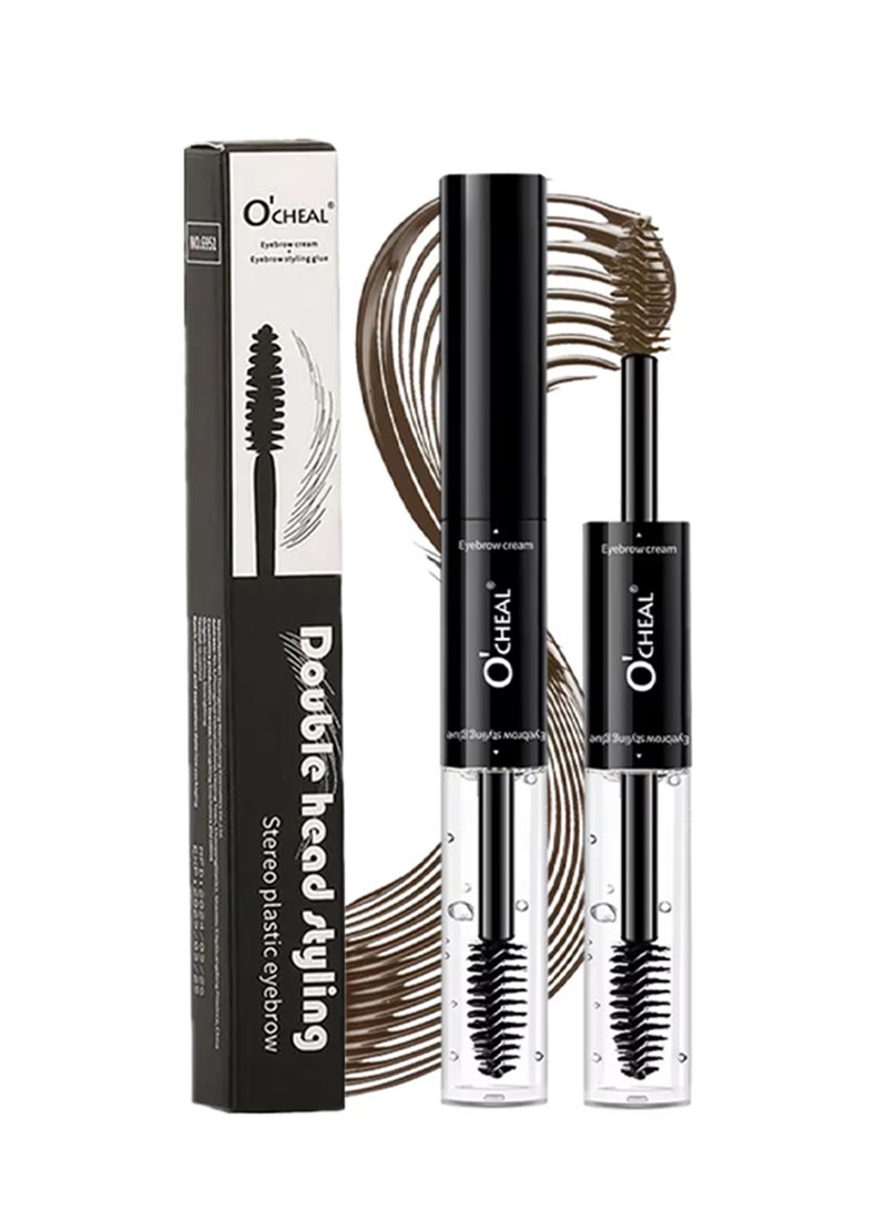 OCHEAL Double Head Eyebrow Styling Gel and Color Cream Natural Fast Drying Film Forming Waterproof and Sweatproof Brow Makeup Eyebrow Color Cream and Brow Styling Gel Dark Brown 02 - Image 1