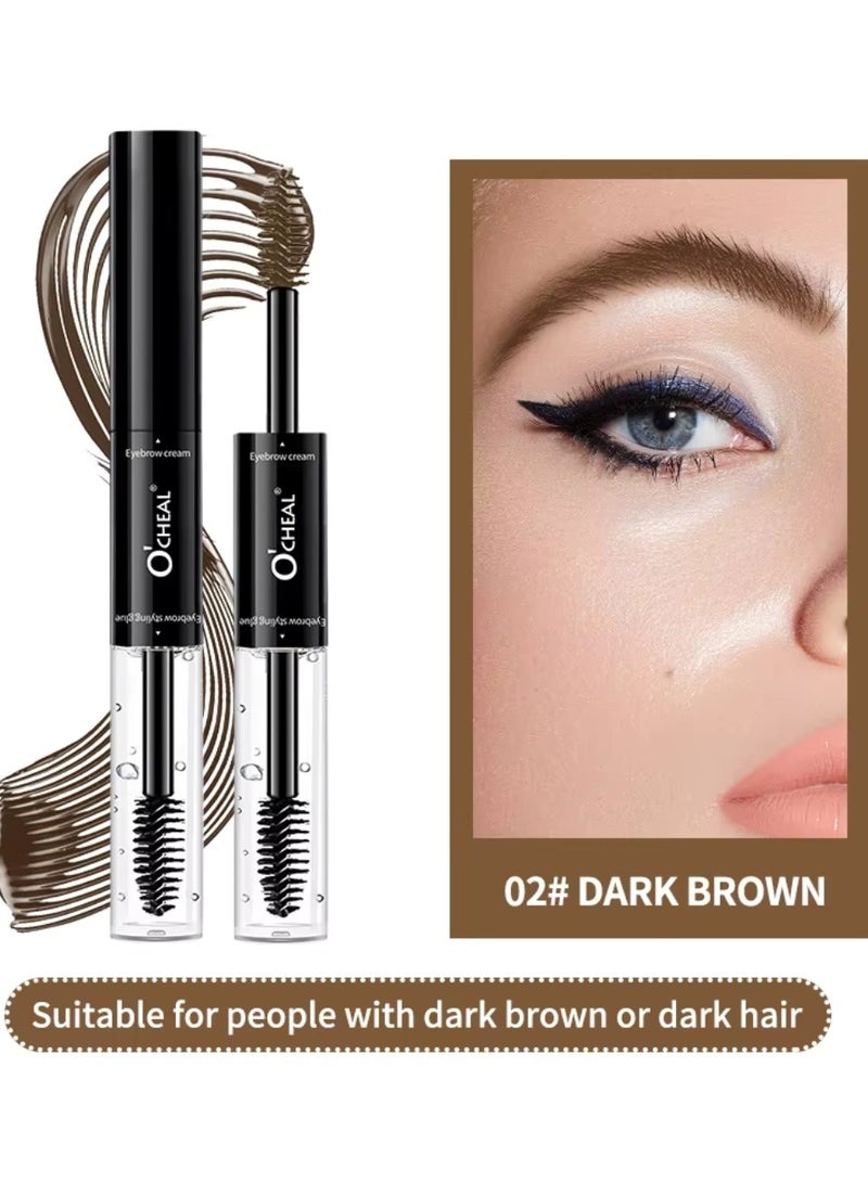 OCHEAL Double Head Eyebrow Styling Gel and Color Cream Natural Fast Drying Film Forming Waterproof and Sweatproof Brow Makeup Eyebrow Color Cream and Brow Styling Gel Dark Brown 02 - Image 2