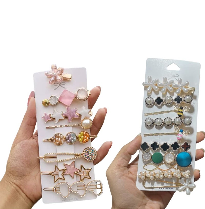 Tresneria® Korean Fashion Hair Clips Set in Trendy Styles and Designs for Women and Girls (BeePink) - Image 1