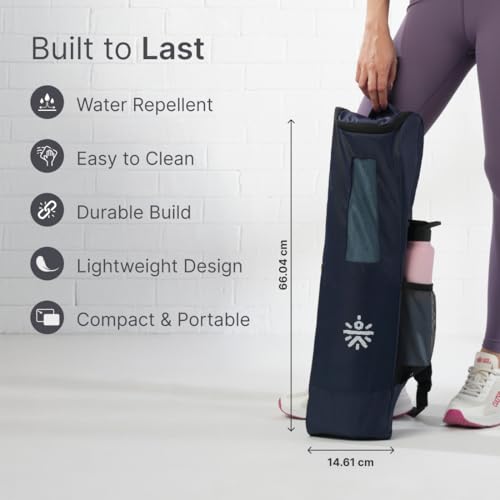 CULT Yoga Mat Carry Bag – Durable Polyester with Adjustable Shoulder Strap, Side Utility Pocket & Mesh Bottle Holder, Water-Resistant, Lightweight & Portable Cover – Fits Yoga Mats up to 6mm – Black. - Image 5
