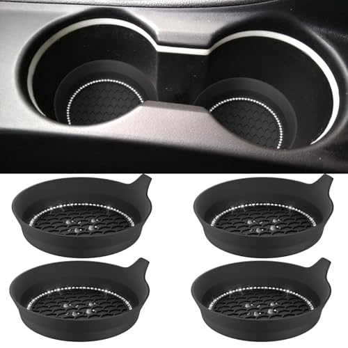 BFXM 4 PCS Car Cup Coasters Universal Cup Holder Coaster for Car Accessories Bling CupHolders Insert for Women NonSlip Silicone Car Cup Holder Coasters - Image 1