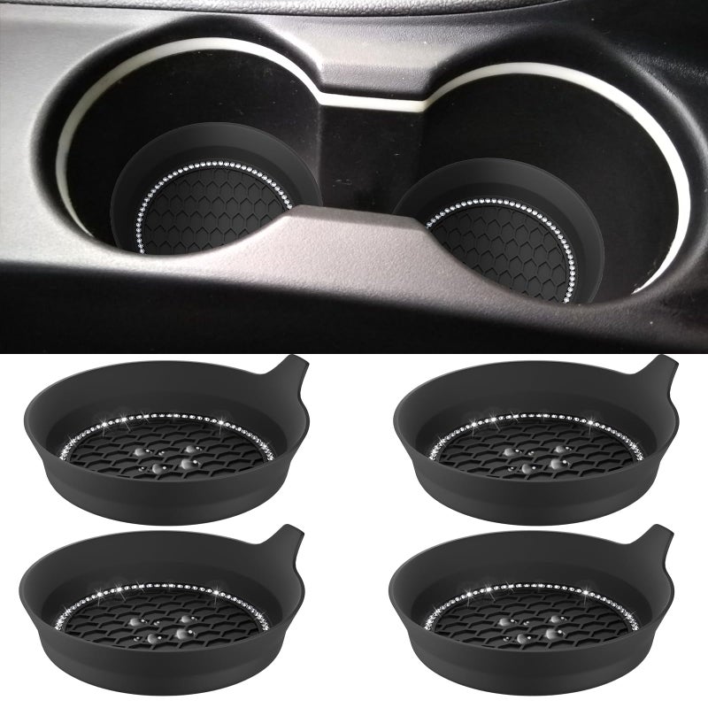 BFXM 4 PCS Car Cup Coasters Universal Cup Holder Coaster for Car Accessories Bling CupHolders Insert for Women NonSlip Silicone Car Cup Holder Coasters - Image 3