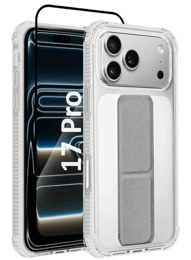 CATANES 2 Packs Finger Grip Clear Case Cover for iPhone 17 Pro- Kickstand Car Magnetic Holder Multi-function Protective Two-in-one Case with Privacy Screen Protector - Grey - Image 1