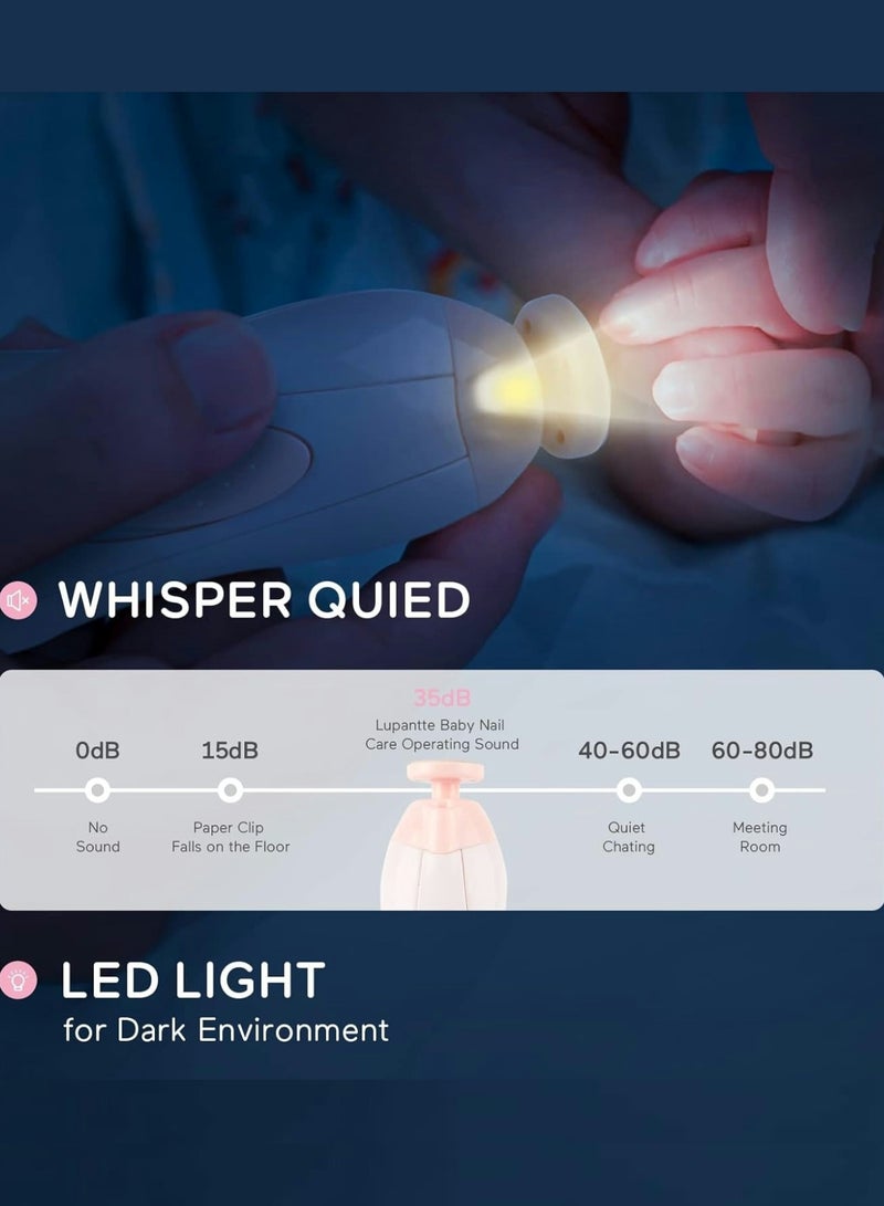 Baby Nail Filer and Baby Nail Clippers with Light Set,  Electric Infant Nail Trimmer Kit, for Newborn Toddler Kids Toes and Fingernails, Polish and Trim - Image 4