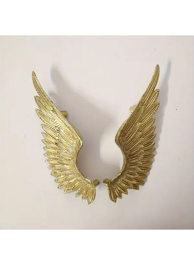 Brass Left Wing Handle With Double Hole Drawer Pull Feather Design Heavy Duty Decorative Cabinet Knob For Dressers Cabinets Wardrobes Shoe Storage Liquor Storage - Image 1