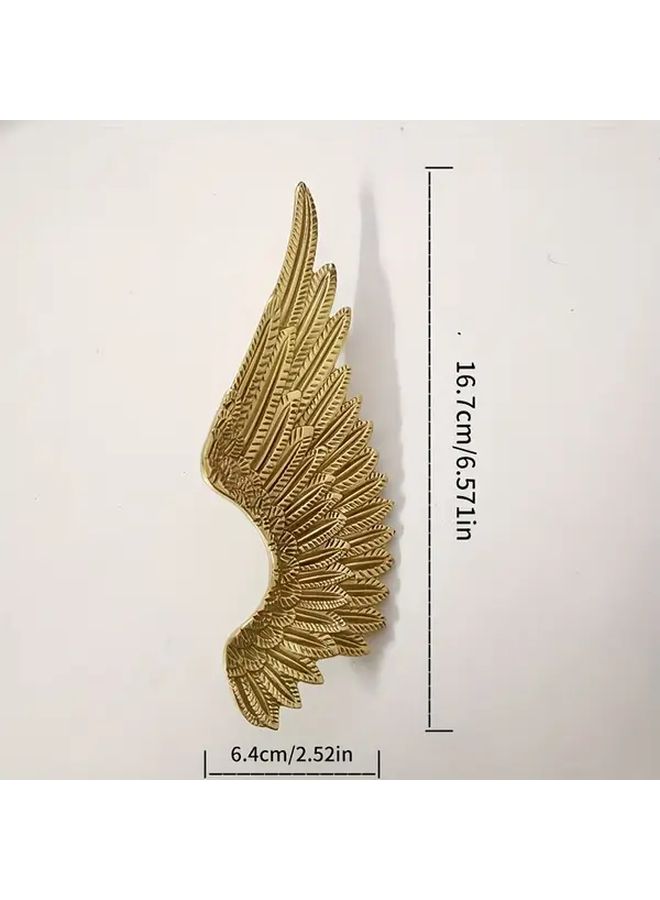 Brass Left Wing Handle With Double Hole Drawer Pull Feather Design Heavy Duty Decorative Cabinet Knob For Dressers Cabinets Wardrobes Shoe Storage Liquor Storage - Image 3