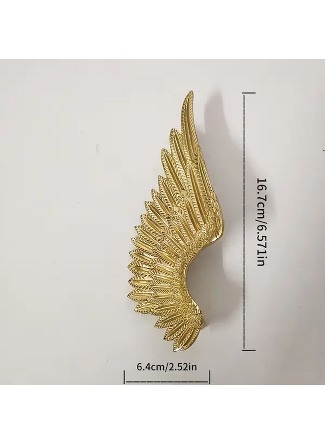 Brass Left Wing Handle With Double Hole Drawer Pull Feather Design Heavy Duty Decorative Cabinet Knob For Dressers Cabinets Wardrobes Shoe Storage Liquor Storage - Image 4