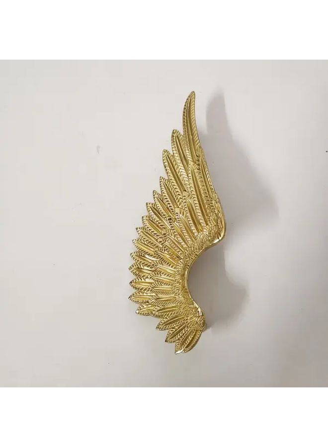 Brass Left Wing Handle With Double Hole Drawer Pull Feather Design Heavy Duty Decorative Cabinet Knob For Dressers Cabinets Wardrobes Shoe Storage Liquor Storage - Image 2