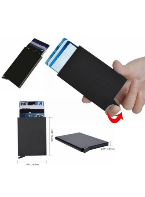 محفظة حامل بطاقات الائتمان مع حماية Rfid، بنقرة واحدة تنزلق من 6 إلى 8 بطاقات
