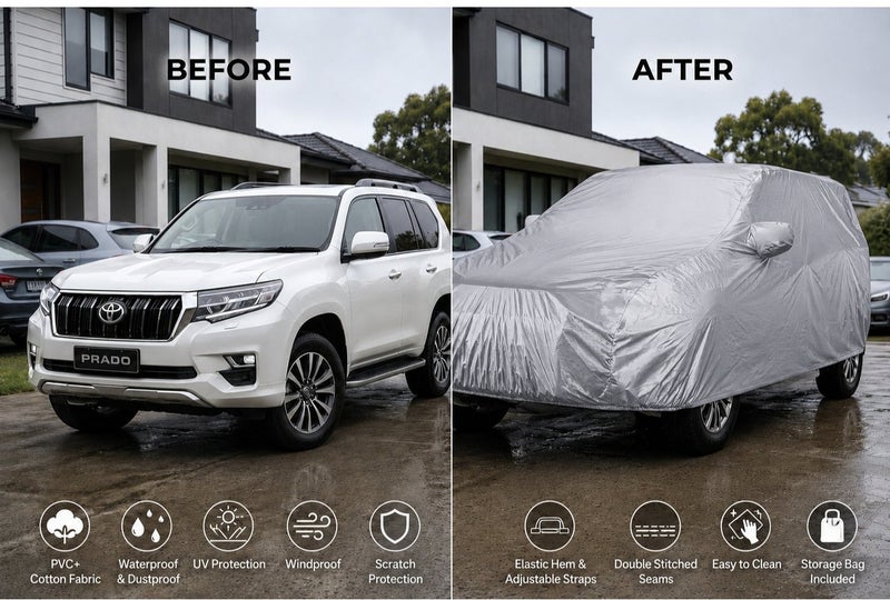 SolidX Car Body Cover Prado – All-Weather SUV Protection, UV Heat Shield & Sand-Proof Outdoor Cover - Image 2
