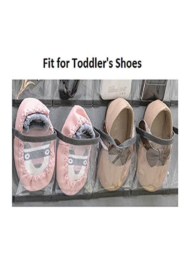 ANZORG Hanging Baby Shoes Organizer Baby Headband Holder Closet Organizer for Baby Bow Socks Underwear with 30 Clear Pockets (GREY) - Image 5