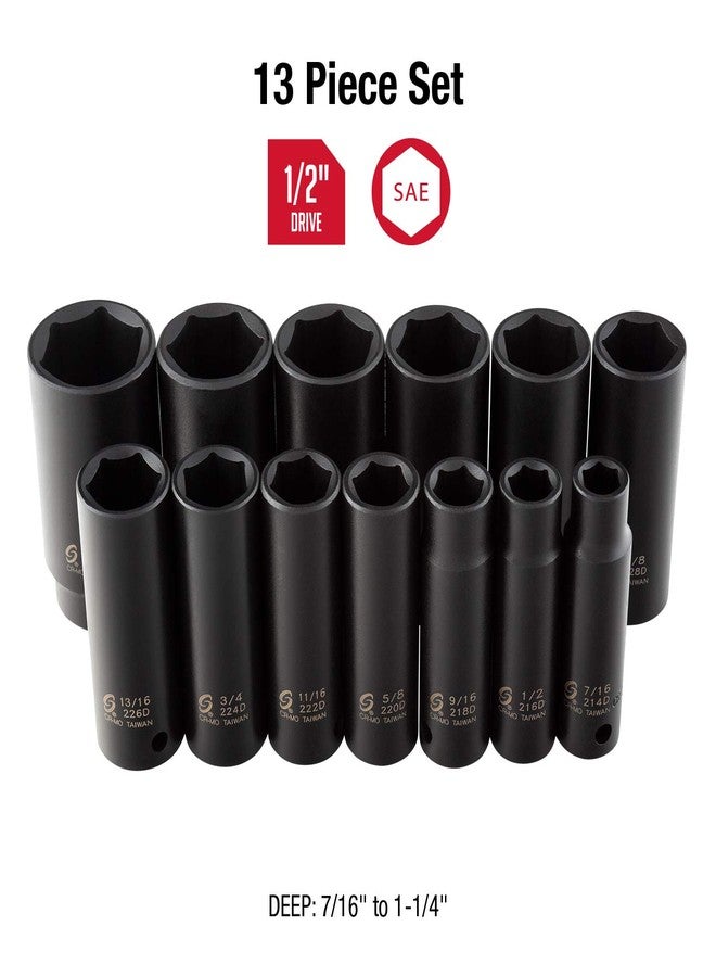 Sunex Tools Sunex 2651 1/2-Inch Drive Standard SAE Impact Socket Set, 13 Piece - Image 3