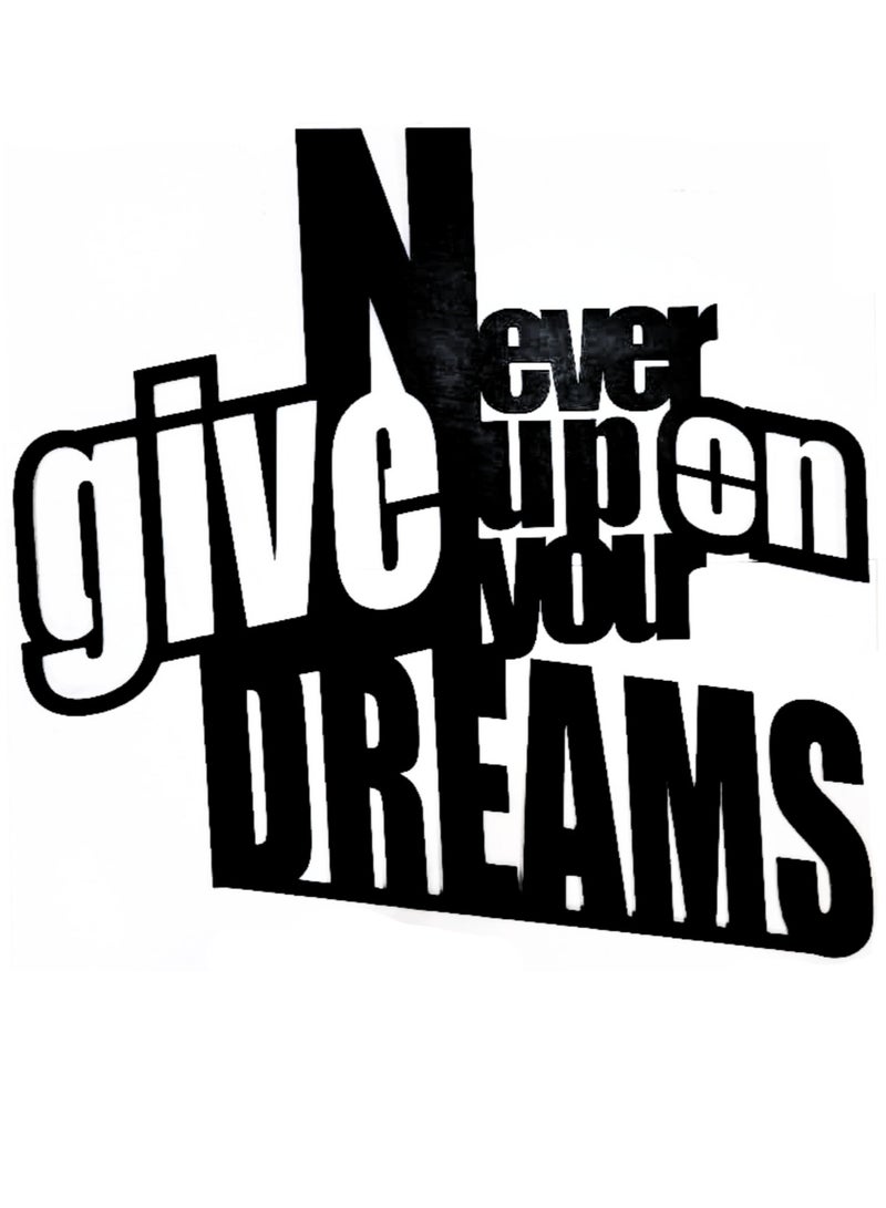 MIRFA Wooden Wall Art With Self Adhesive Base - Black (Never Give Up On Your Dreams) - Image 4