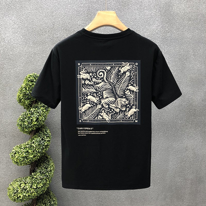 Popular Printed Short-Sleeved T-Shirt Men'S Trendy Brand Round Neck Clothes 2025 Men'S Korean Style Slim Half-Sleeve - Image 1