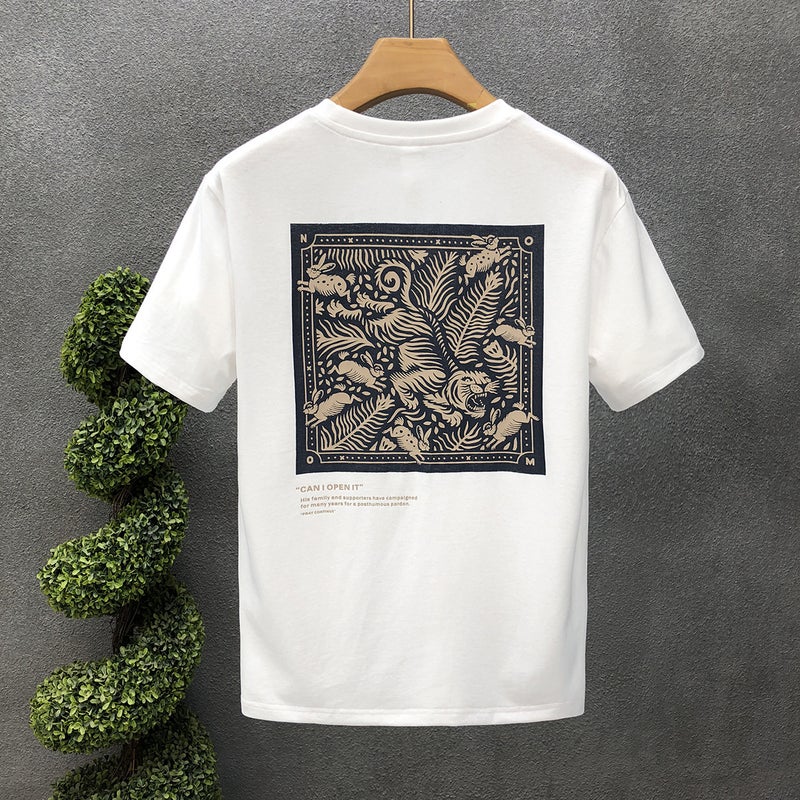Popular Printed Short-Sleeved T-Shirt Men'S Trendy Brand Round Neck Clothes 2025 Men'S Korean Style Slim Half-Sleeve - Image 5