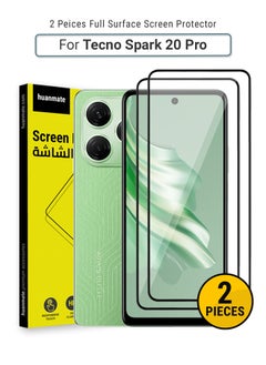 2 Pieces Tecno Spark 20 Pro Screen Protector – Premium Edge to Edge Tempered Glass, High Transparency, Delicate Touch, Anti-Explosion, Smooth Arc Edges, Easy Installation