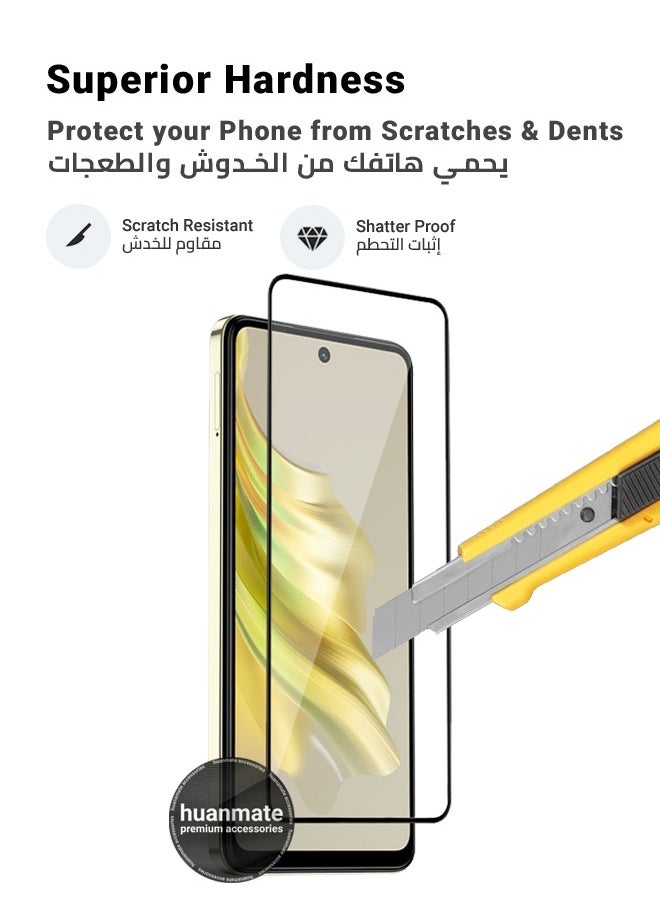 huanmate - 2 Pieces Tecno Spark 20 Pro Screen Protector – Premium Edge to Edge Tempered Glass, High Transparency, Delicate Touch, Anti-Explosion, Smooth Arc Edges, Easy Installation - Image 1