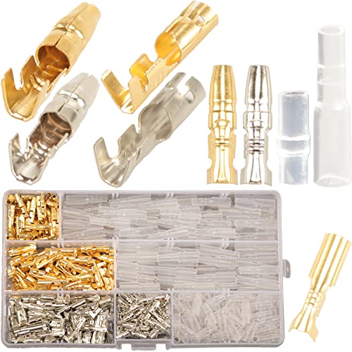 Feggizuli 400PCS 3.9mm Bullet Connectors Male and Female, Brass Bullet Terminal Connectors with Insulation Sleeve, Crimp Terminal Connectors Automotive Electrical Connectors Motorcycle Connector Kit - Image 1
