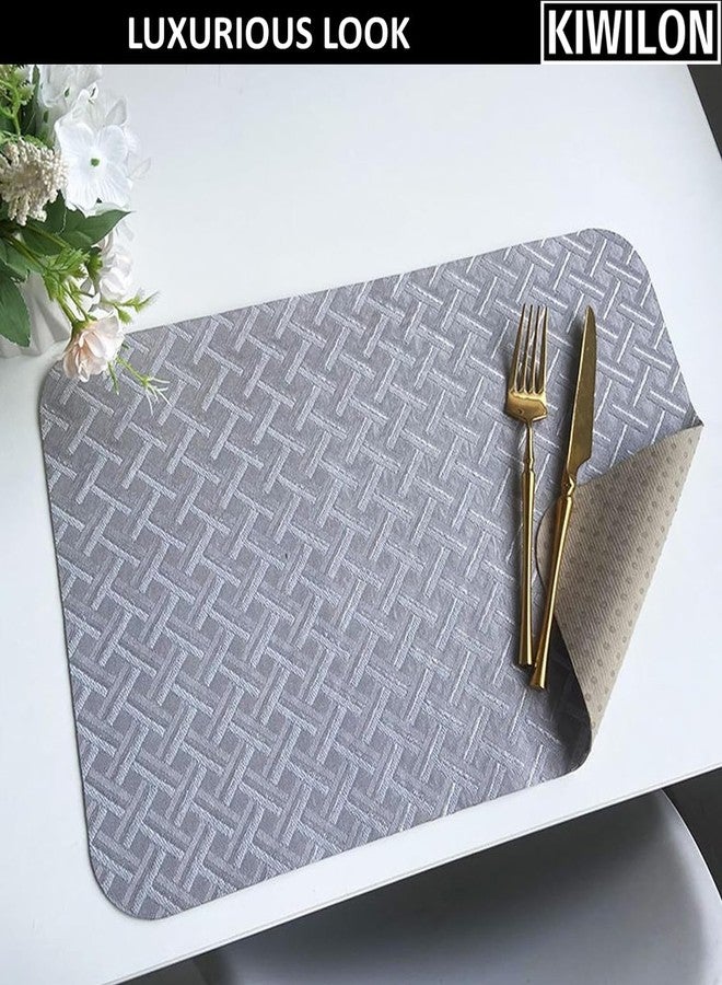 Kiwilon Dining Table Placemats - Set of 6 Premium Polyester Placemats | Stain Resistant & Waterproof Mats for Kitchen Table | Perfect Tablemats for Home & Kitchen Décor | Grey Color Dining Table Mats - Image 3