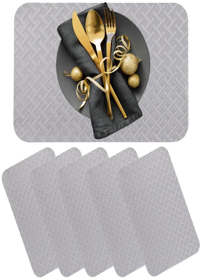 Kiwilon Dining Table Placemats - Set of 6 Premium Polyester Placemats | Stain Resistant & Waterproof Mats for Kitchen Table | Perfect Tablemats for Home & Kitchen Décor | Grey Color Dining Table Mats - Image 1