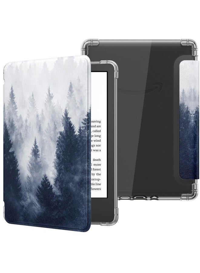 MoKo Case for 6" Kindle (11th Generation-2024/2022 Release), Ultra Clear Soft Flexible Transparent TPU Back Cover Light Shell with Auto Wake/Sleep for Kindle 11th Generation 2024, Gray Forest - Image 1