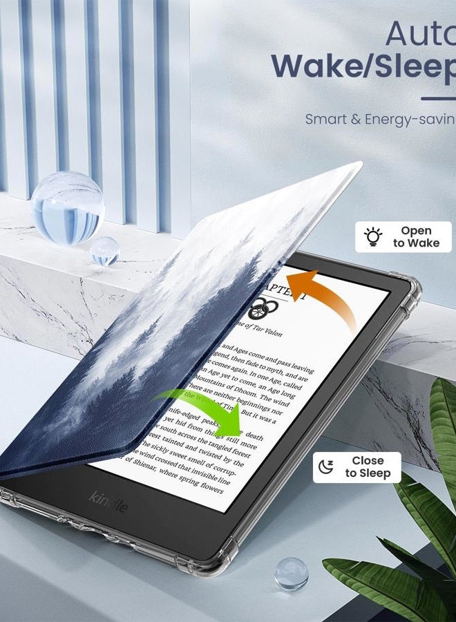 MoKo Case for 6" Kindle (11th Generation-2024/2022 Release), Ultra Clear Soft Flexible Transparent TPU Back Cover Light Shell with Auto Wake/Sleep for Kindle 11th Generation 2024, Gray Forest - Image 5
