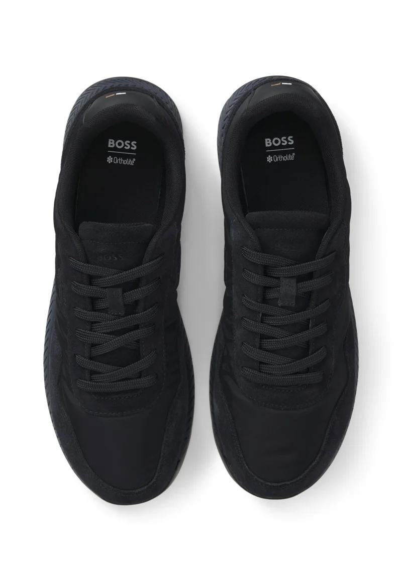 بوس Padded nylon trainers with suede trims