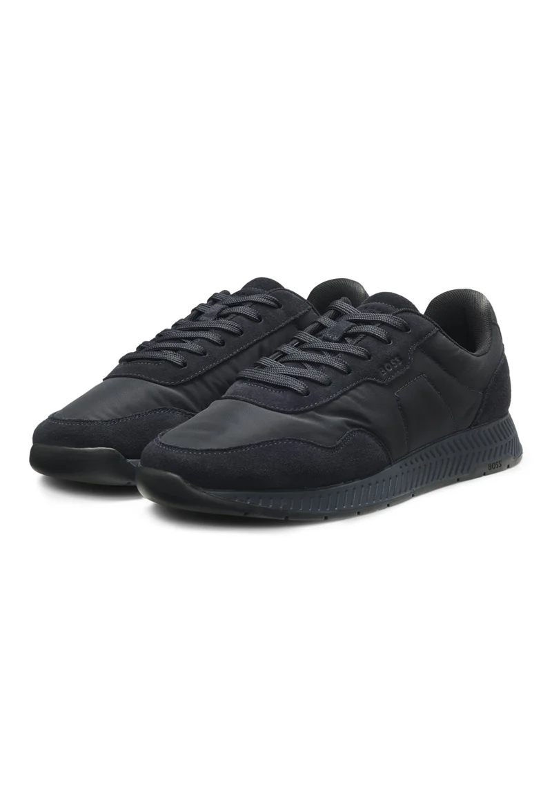 Padded nylon trainers with suede trims