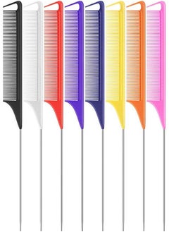 Patelai 8 Pieces Pintail Comb Rat Tail Comb Hairdressing Styling Comb Antistatic Heat Resistant Tail Comb Teasing Comb Parting Comb For Hair Salon Home Supplies 8 Colors  - Image 1