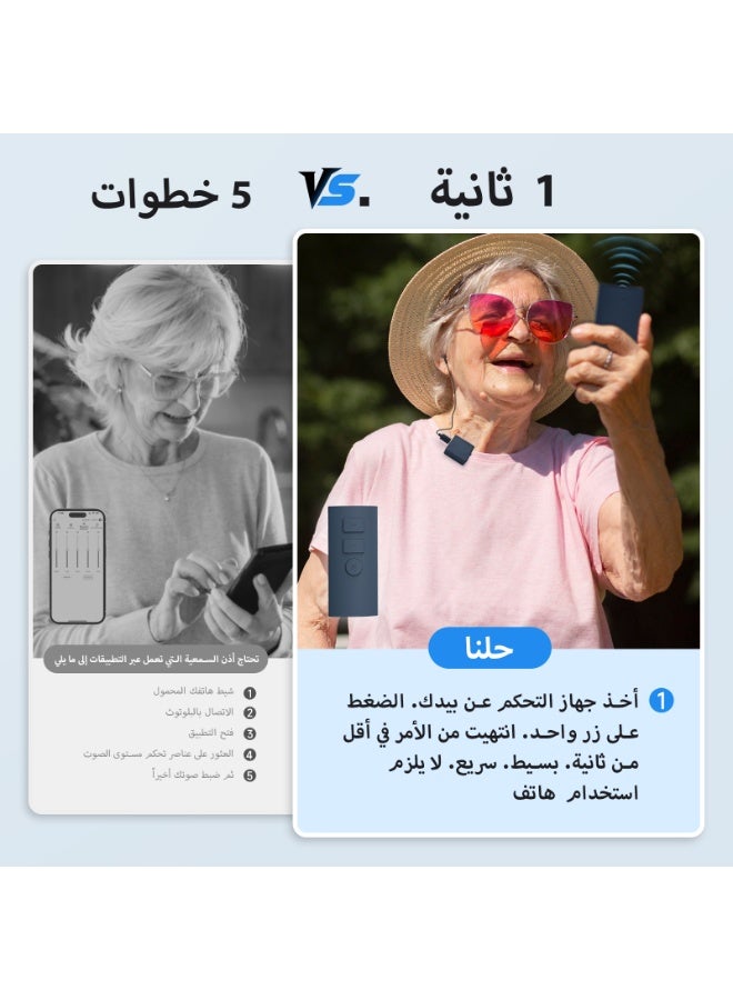 Britzgo 【Innovative Remote-Control】 Split-Style Hearing Aid with Collar Clip + Comfortable Earphone Wire + Remote Volume/Mode Adjustment – Rechargeable Hearing Amplifier Designed for Seniors - Image 4