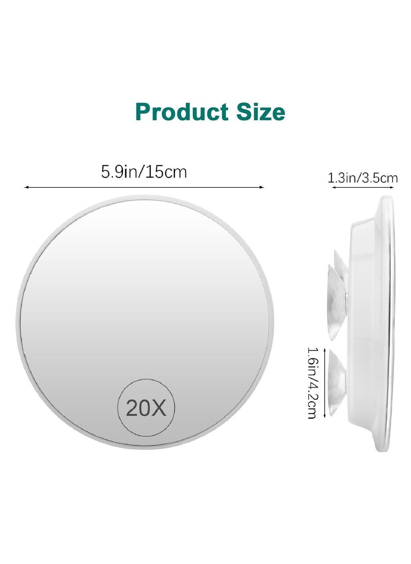 Y&D SYOSI 20X Magnifying Mirror with Suction Cups, Portable Travel for Bedroom, Bathroom, Travel, Business Trip (6 Inch, White)  - Image 2