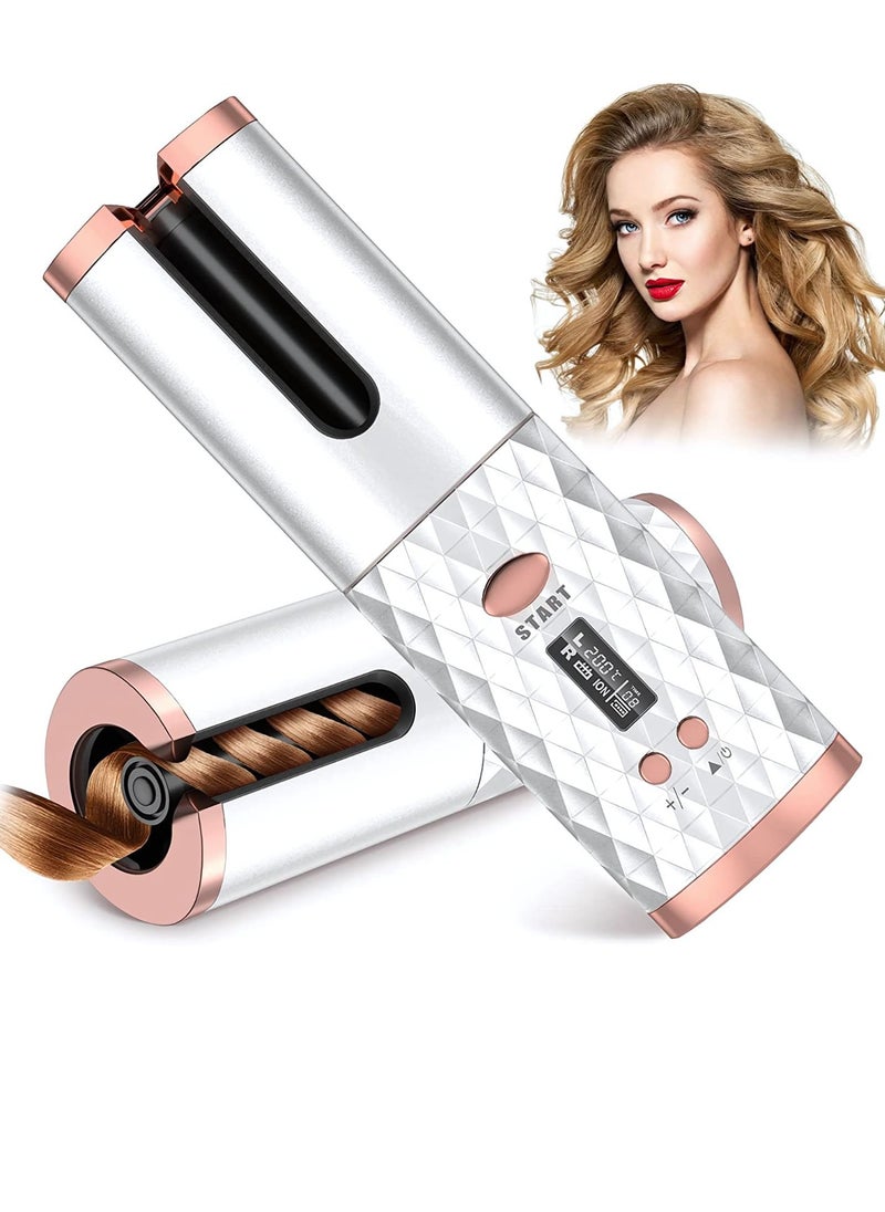 SOLARAE Cordless Automatic Hair Curler LED Display Intelligent USB Rechargeable Hair Curler, Automatic Hair Curler (White)  - Image 1